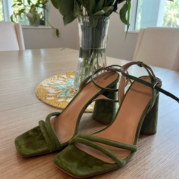 Sam Edelman Shoes - Sam Edelman Green Suede Block Heels